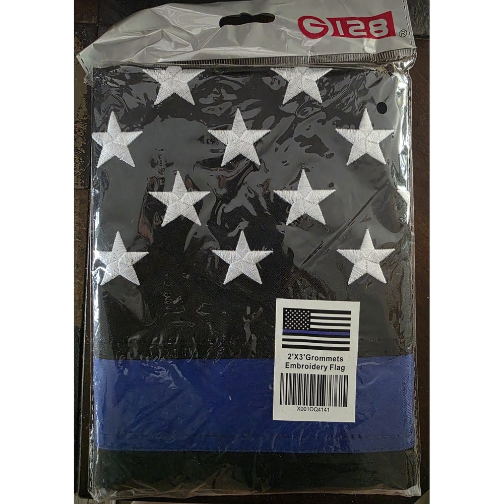 Thin Blue Line Flag 2x3 Outdoor Police Flags Back Embroidered Stars and Sewn ...
